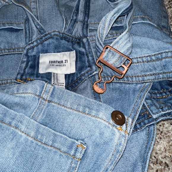 Denim Overall Dress with Floral Design - Picture 10 of 11